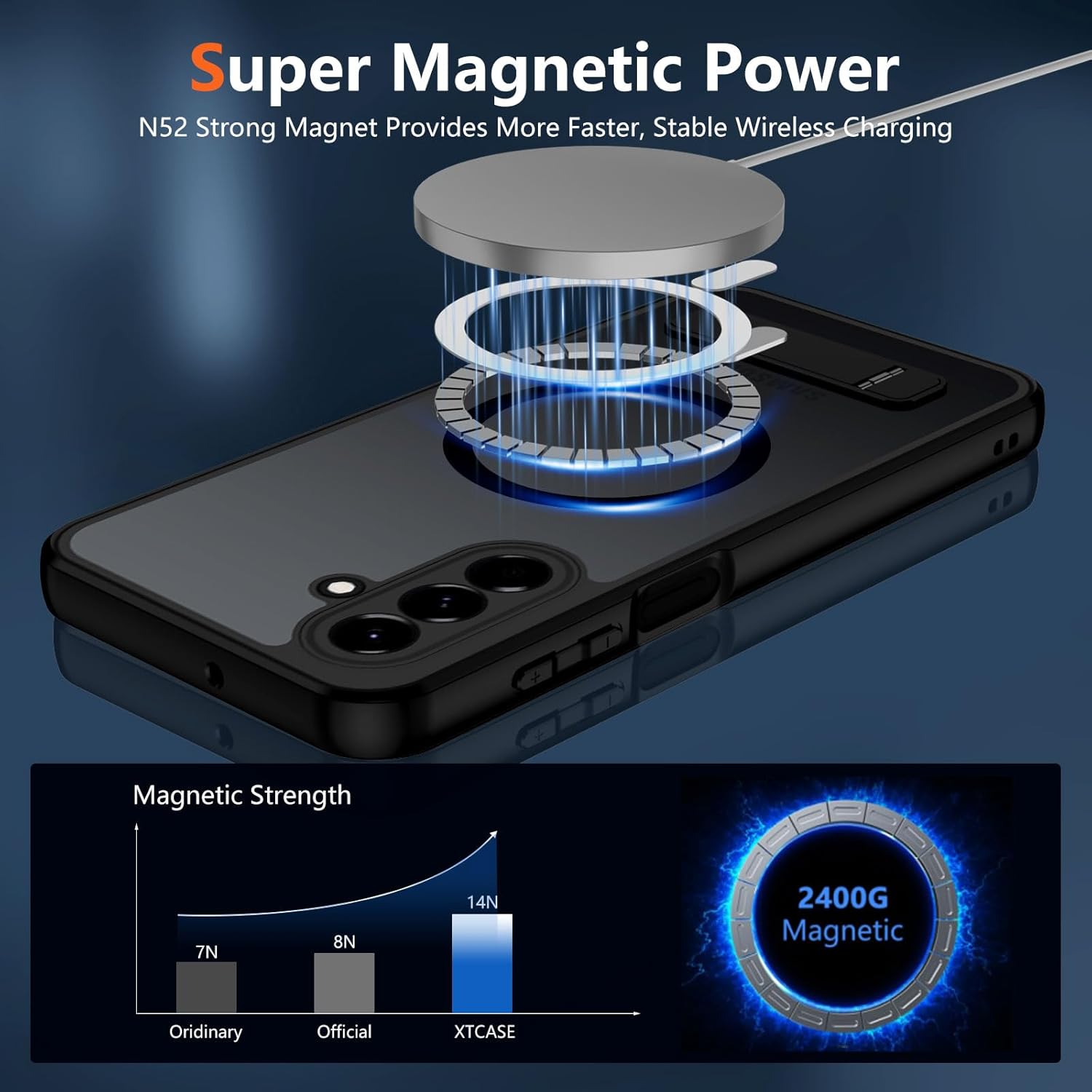 Detalle de XTCASE Cover magnetica per Samsung Galaxy A57: custodia traslucida opaca con supporto invisibile e protezione antiurto