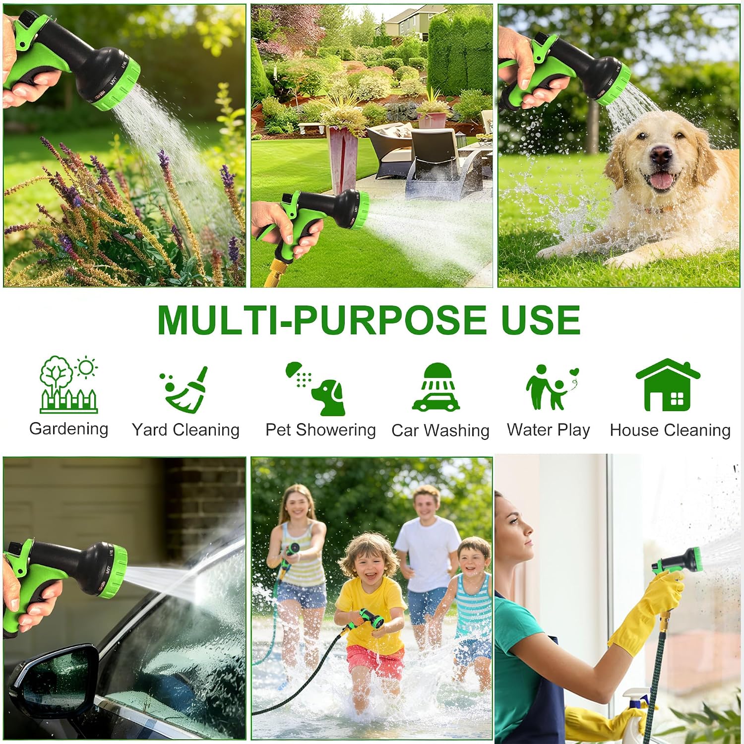 Thumbnail 6 de Expandable Garden Hose Pipe 100FT with 10-Pattern Nozzle – Leak-Proof, Retractable & Kink-Free