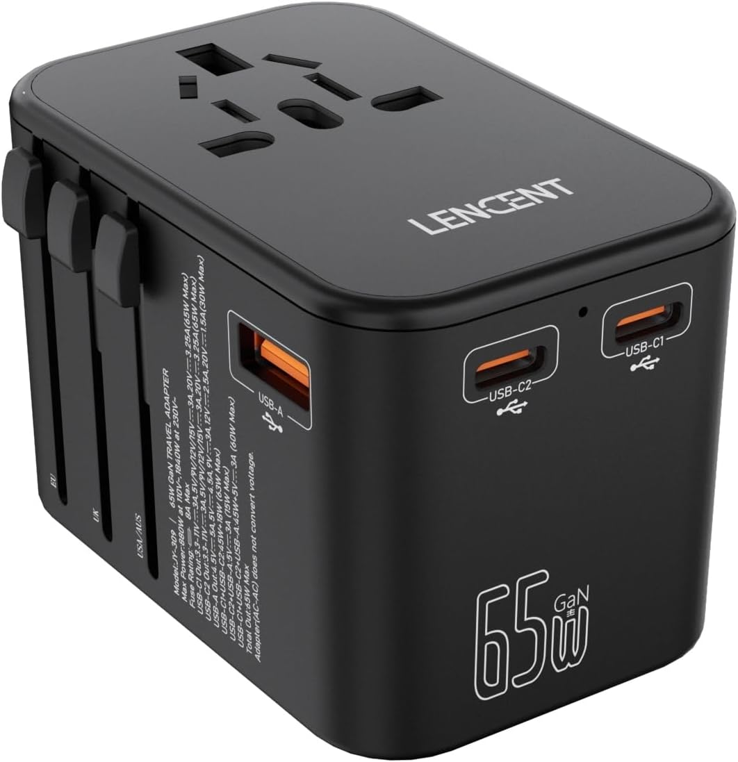 Detalle de LENCENT Adaptador GAN III 65W viaje