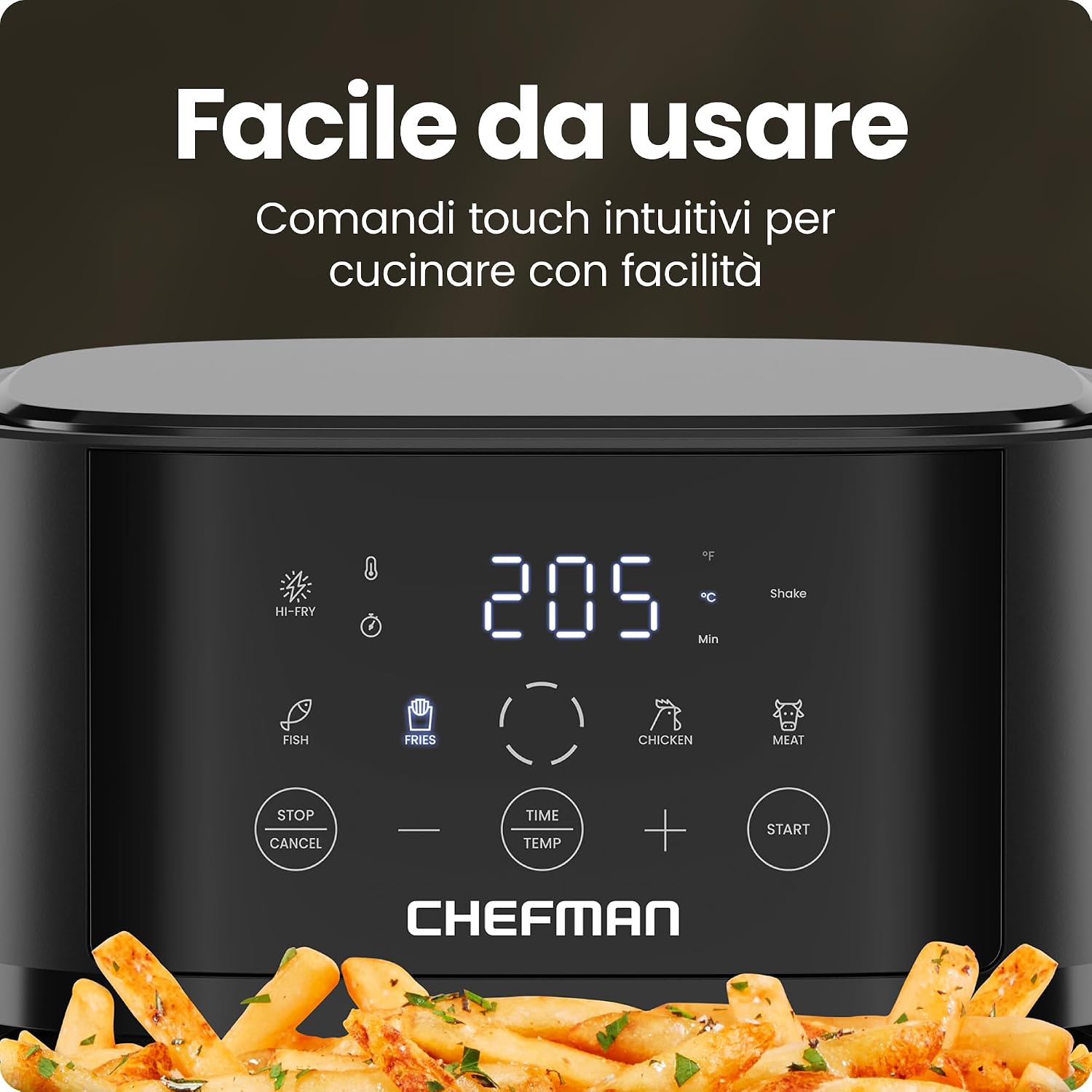 Detalle de Chefman Heißluftfritteuse 3,75L mit Hi-Fry-Technologie – kompakt, günstig gesund fritieren