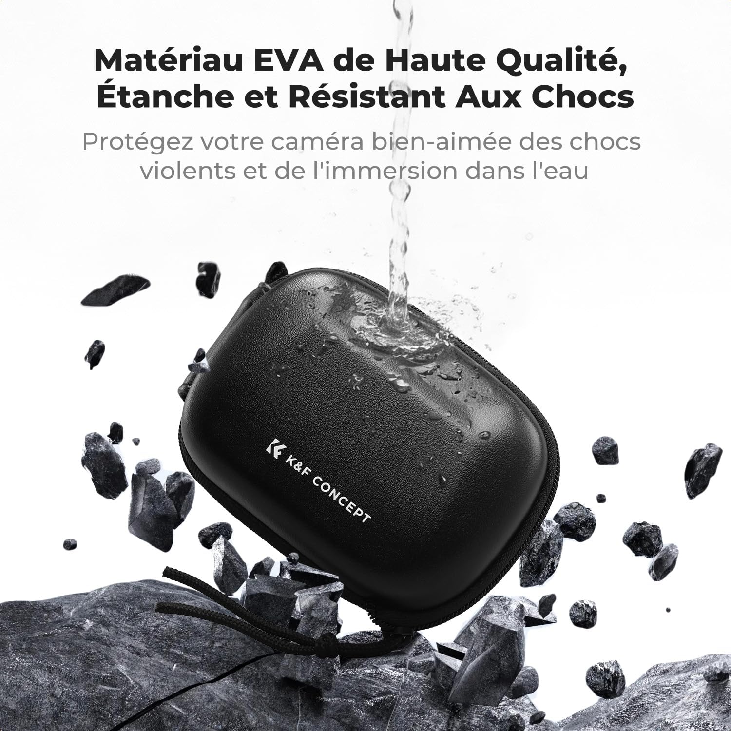 Detalle de Étui de transport K&F CONCEPT pour caméra — coque rigide EVA, compatible Osmo Action 6/3/4/5 Pro, GoPro Hero 13 à 9, Insta360 Ace/Ace Pro/2