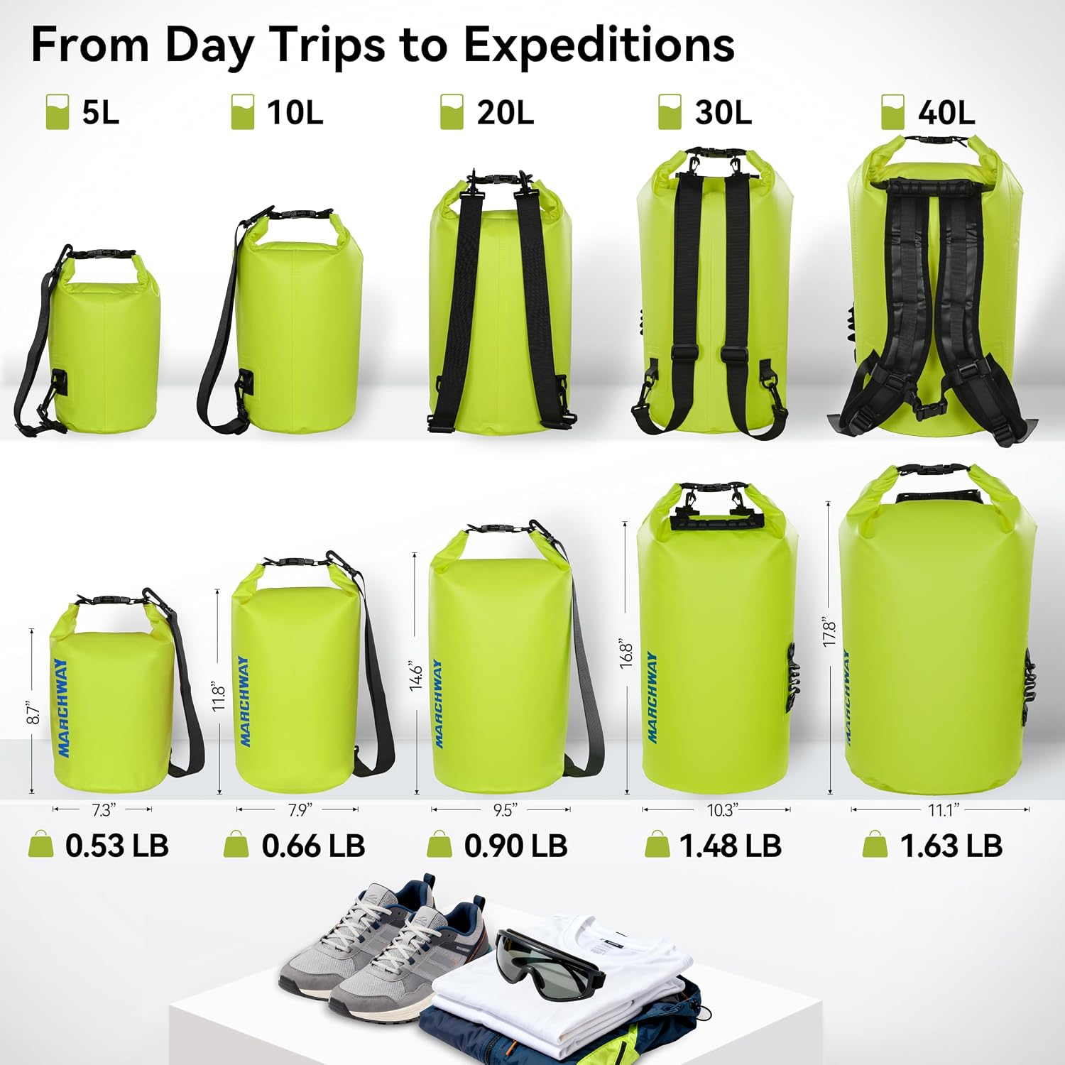 Detalle de MARCHWAY Floating Waterproof Dry Bag Backpack (5L–40L): Durable, Buoyant Gear Guard for Water Adventures