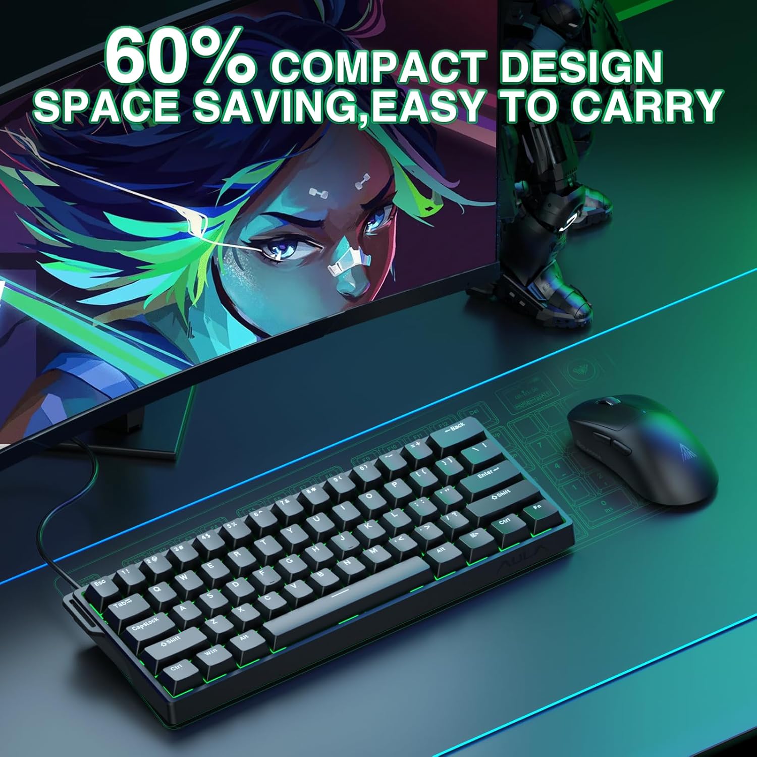 Detalle de Aula WIN60 HE mechanical keyboard 8000Hz