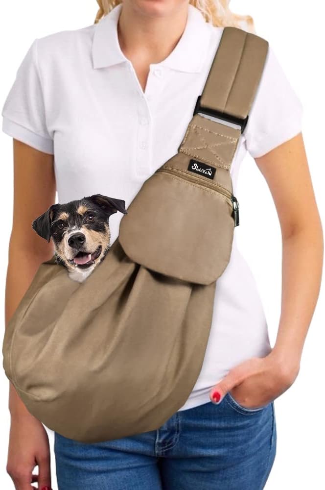 Detalle de SlowTon Hundetragetasche – verstellbarer Schultergurt, wasserdicht, für kleine Hunde bis 3,6 kg
