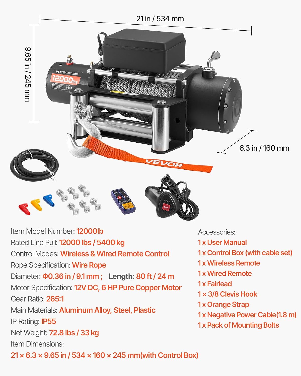 Thumbnail 6 de VEVOR Electric Winch 12000 lbs 🛠