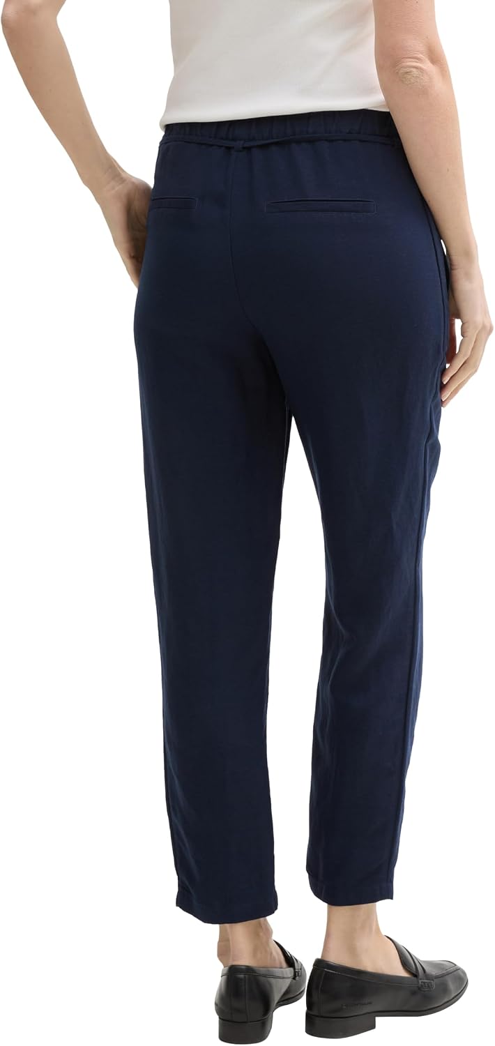 Detalle de TOM TAILOR 1046498 pantaloni larghi slim fit da donna in lino e viscosa