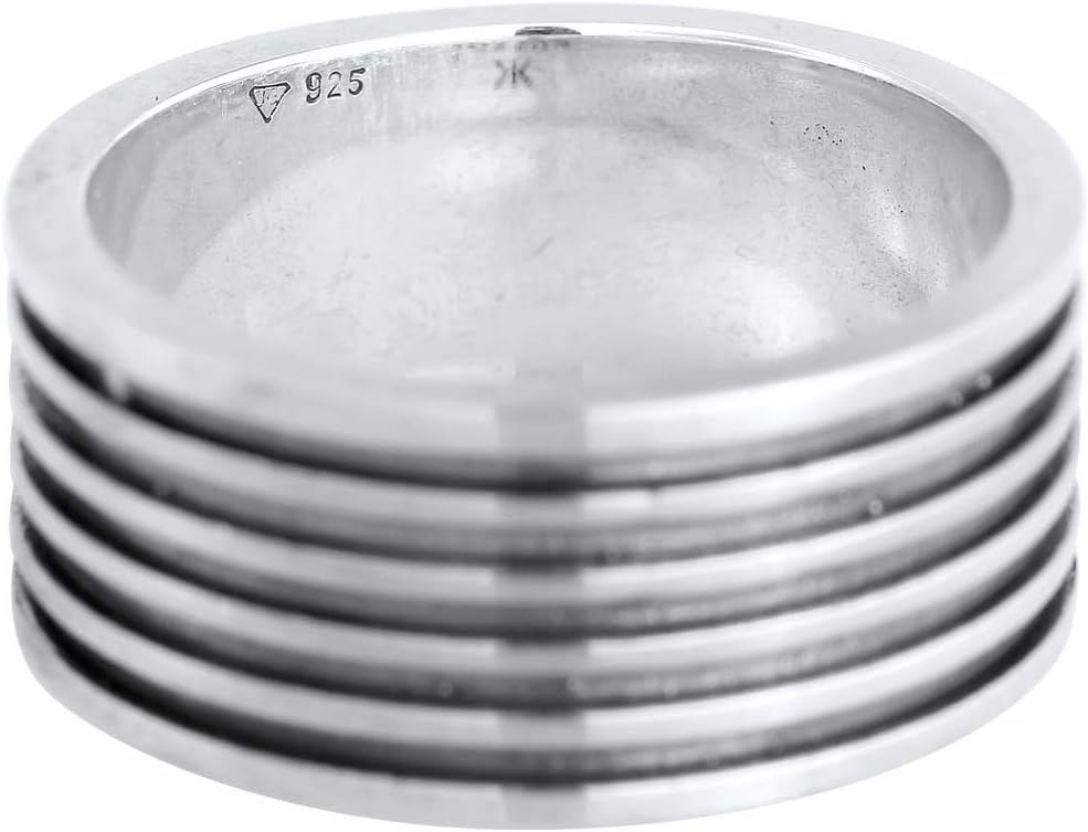 Thumbnail 3 de Kuzzoi Herrenring oxidiert – massiver Bandring in 925 Sterling Silber mit Rillenstruktur (10 mm), Ringgröße 60–66