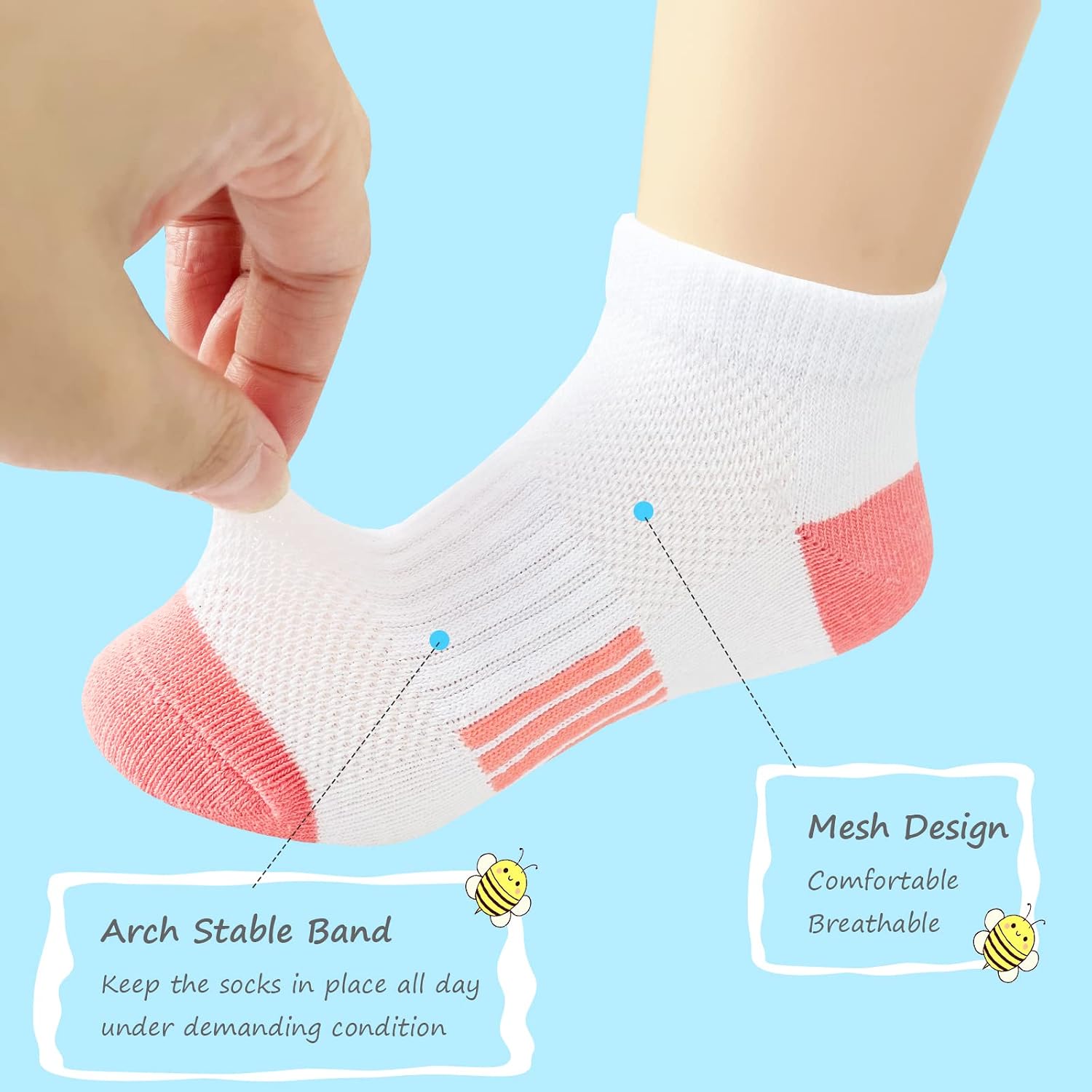 Thumbnail 4 de Bemeol Girls Socks 12-Pair Ankle Sport