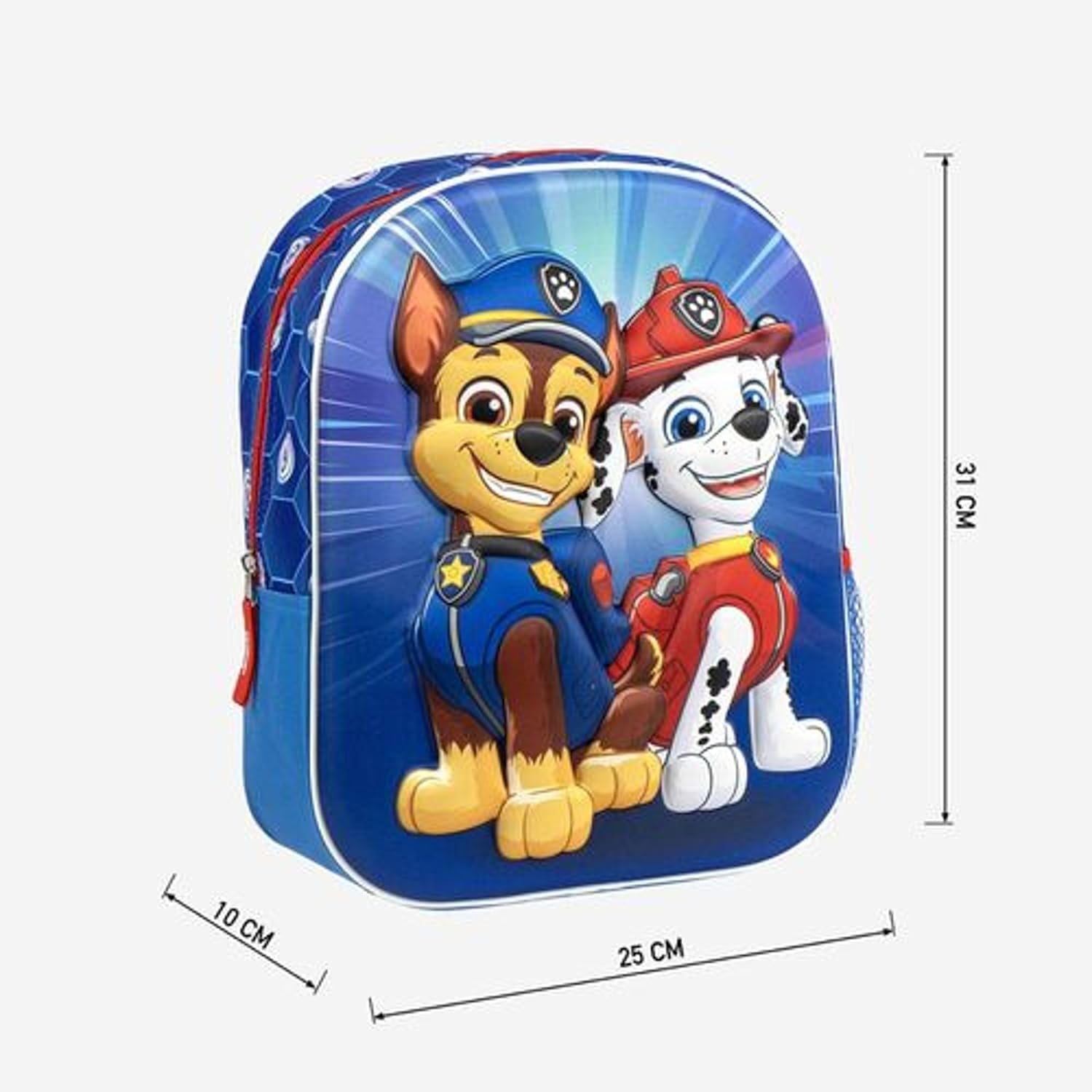 Detalle de Sac à dos Paw Patrol pour enfants avec motif 3D Chase et Marshall