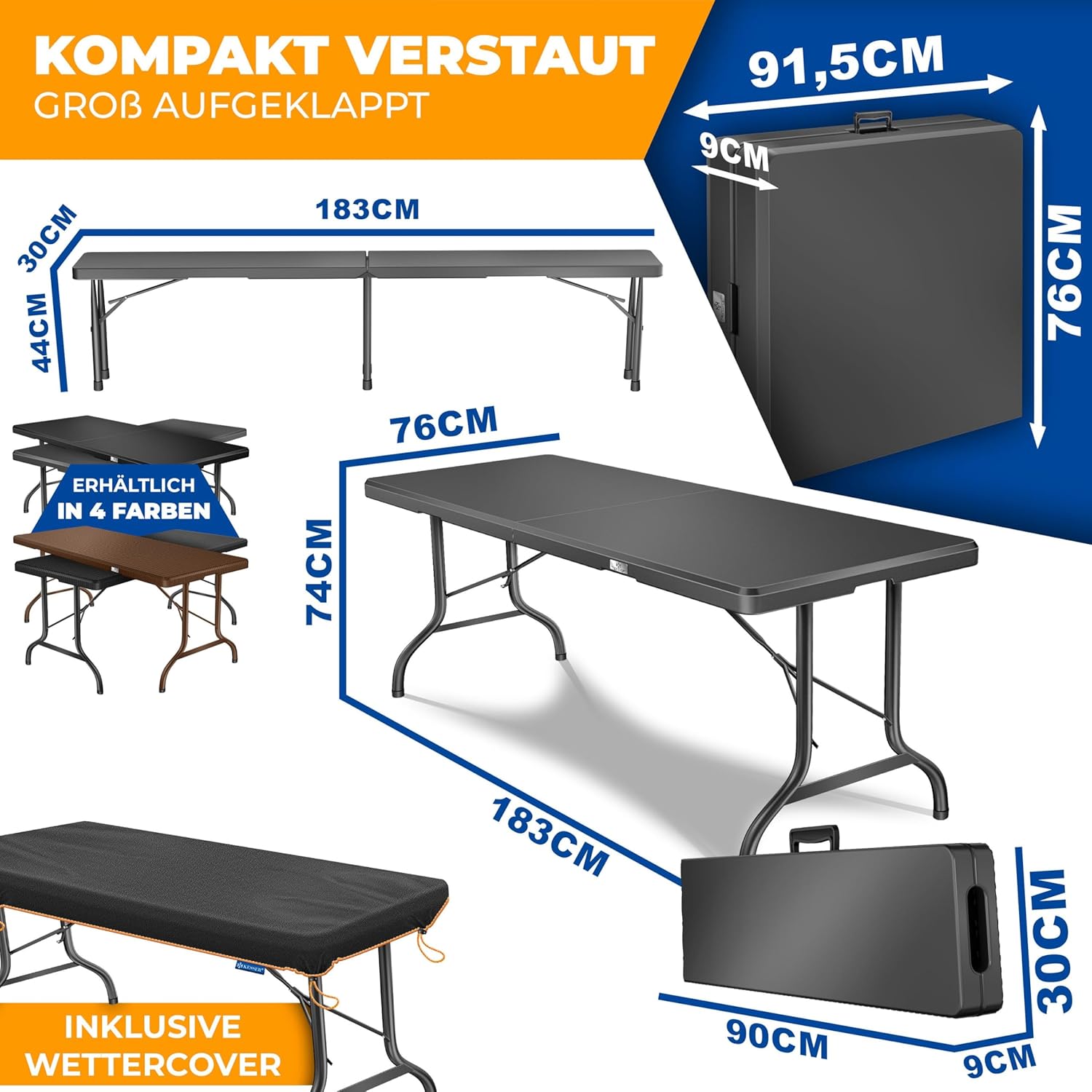 Thumbnail 1 de KESSER Bierzeltgarnitur 3er Set – Klapptisch + 2 Sitzbänke, anthrazit, robust & faltbar