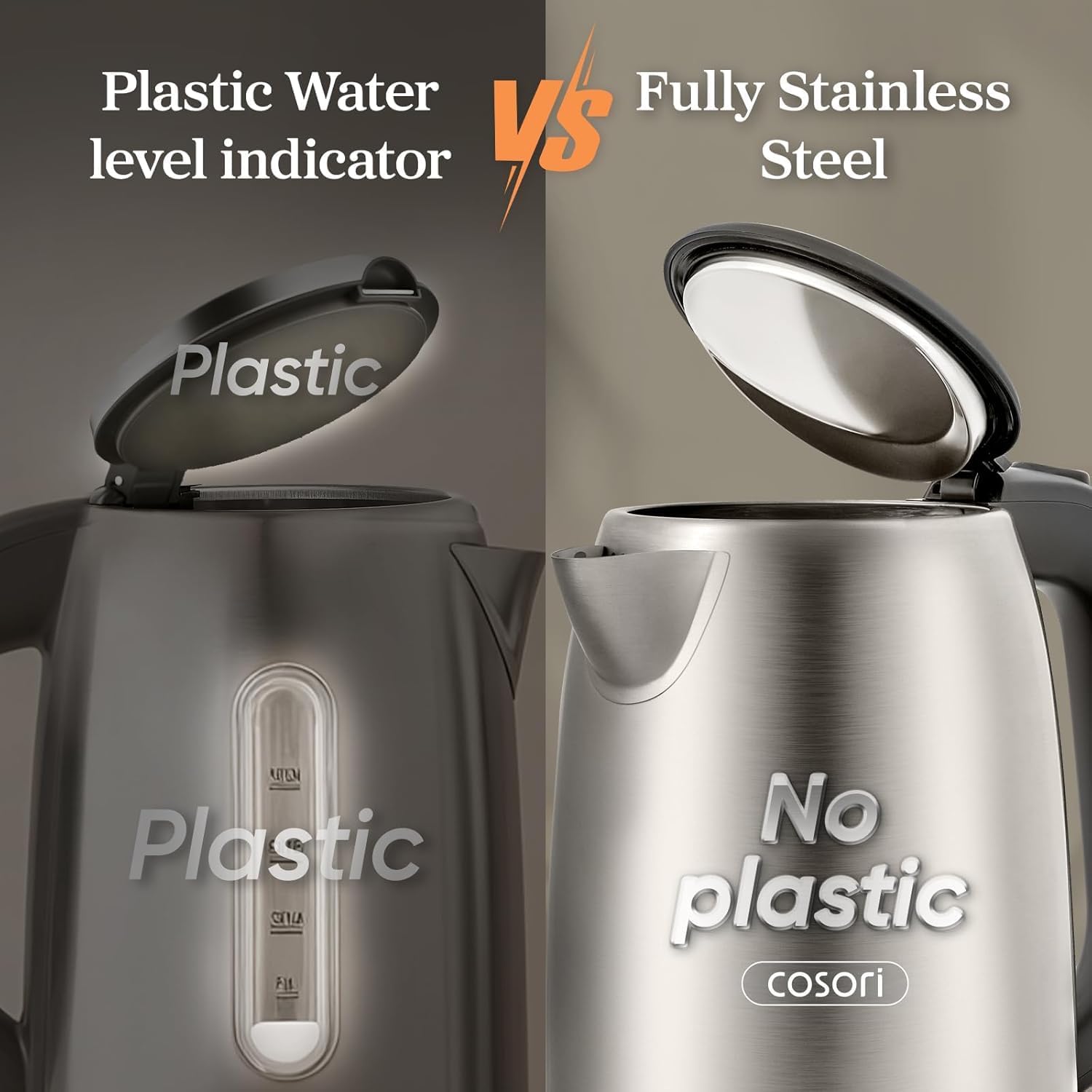 Detalle de Cosori CEK-S152-VCA Electric Kettle, 1.7 L Stainless Steel, 1500 W
