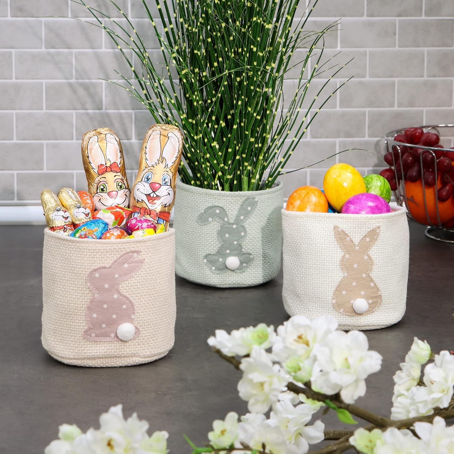 Detalle 2 de com-four 3X Jardinières de Pâques Ø 12 cm 🌷