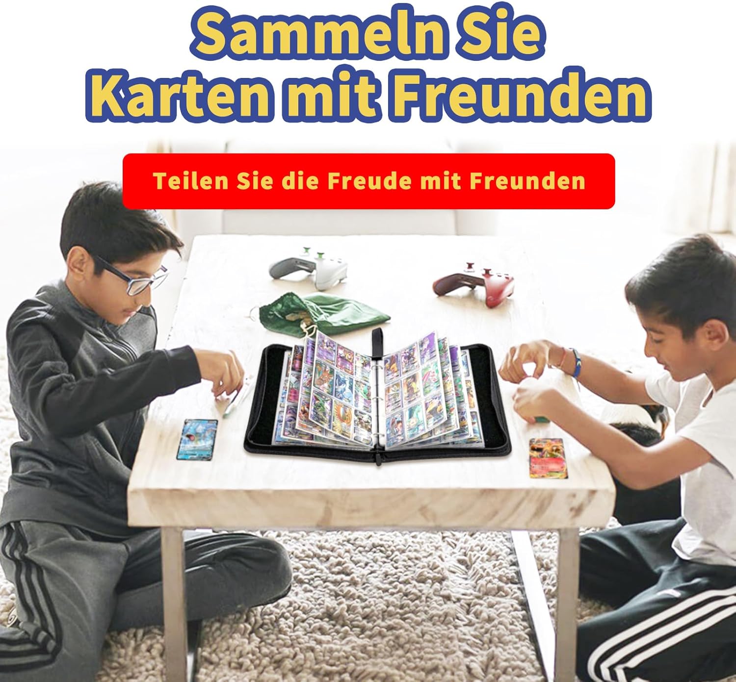 Detalle de HazyZany Sammelkarten-Album mit 3-Ring-Design, wasserdichtem PU & 50 9-Pocket-Blättern (bis zu 900 Karten)