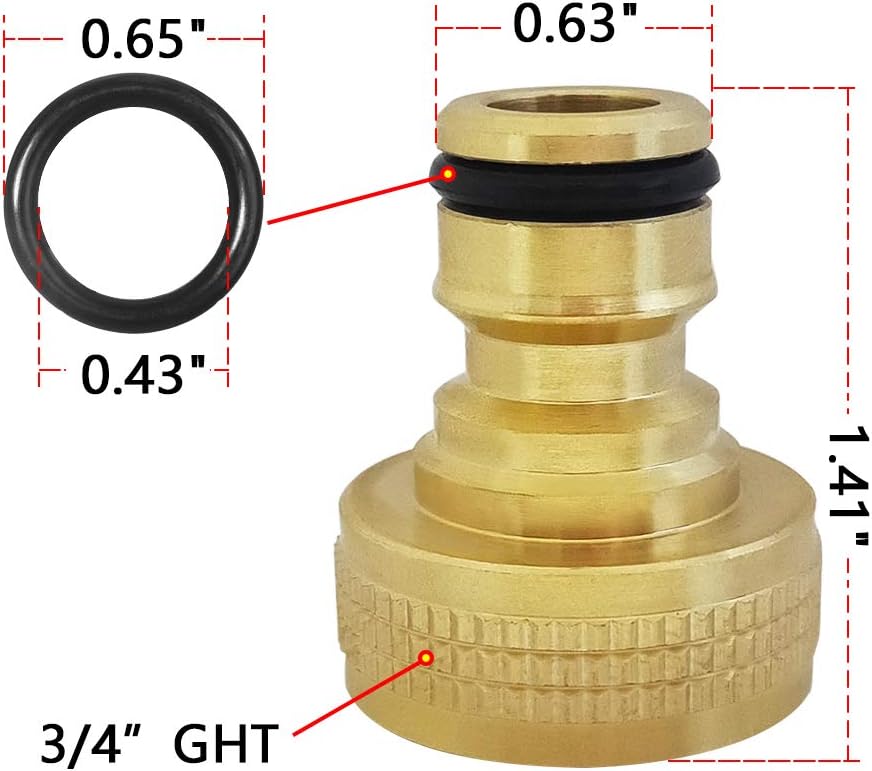 Detalle de HQMPC Garden Hose Quick Connect System — Solid Brass 3/4 inch GHT (2 Sets)