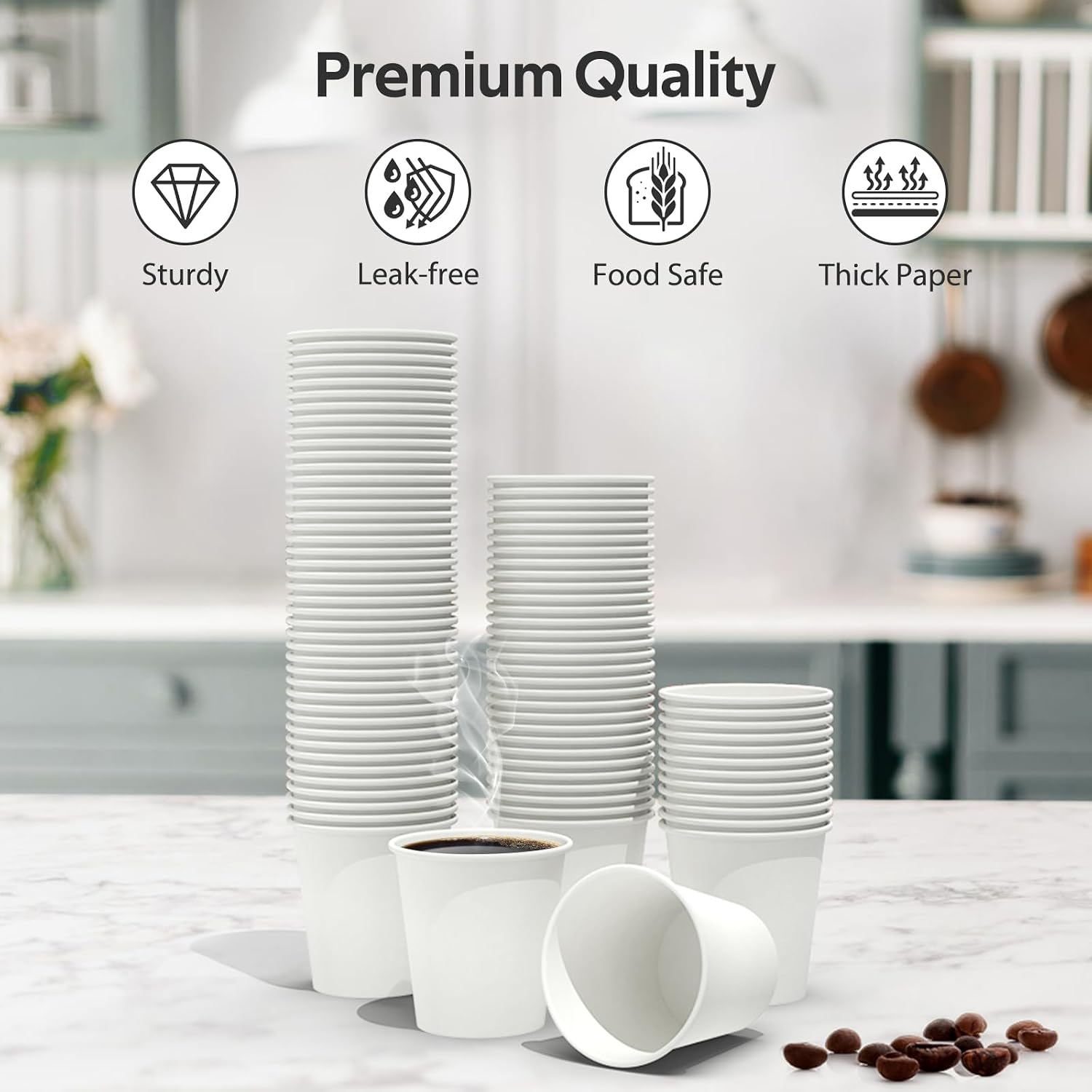 Thumbnail 2 de Dealusy 6 oz Coffee Cups — 100 Count, Leak-Free & Food Safe