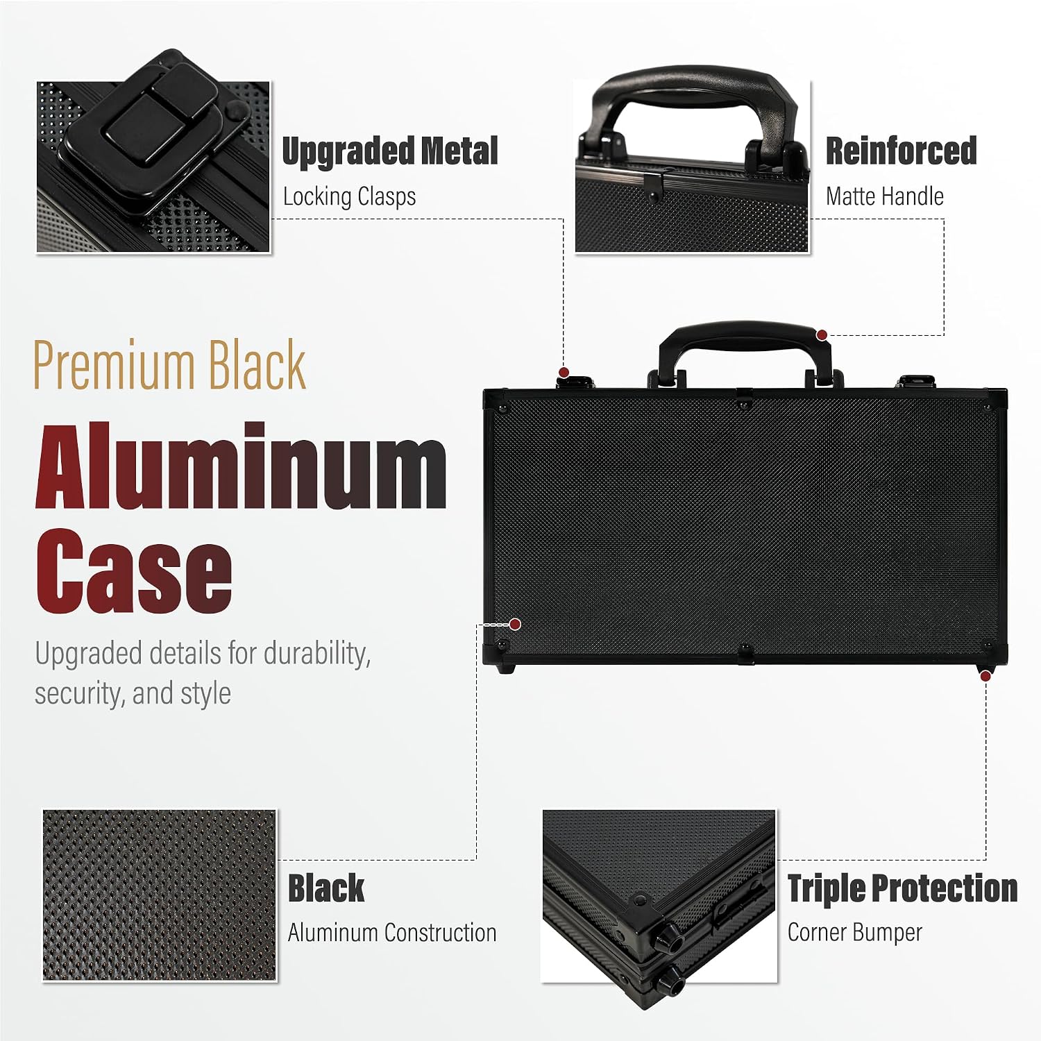 Detalle de Polar Aurora Dark Gold Poker Chip Set, 300 Chips, 11.5g, Aluminum Case