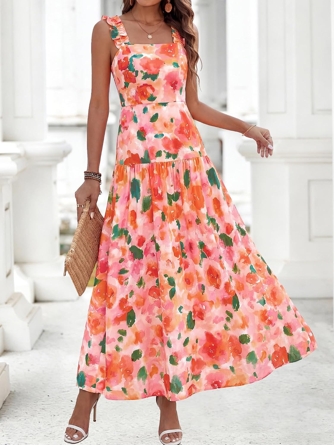 Thumbnail 1 de BTFBM Floral Smocked Maxi Dress for Women – Summer 2026