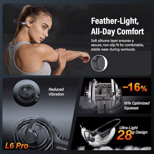 Detalle de Casque Conduction Osseuse Bluetooth 6.0 de ZOVIMAX — IPX7, confort open-ear