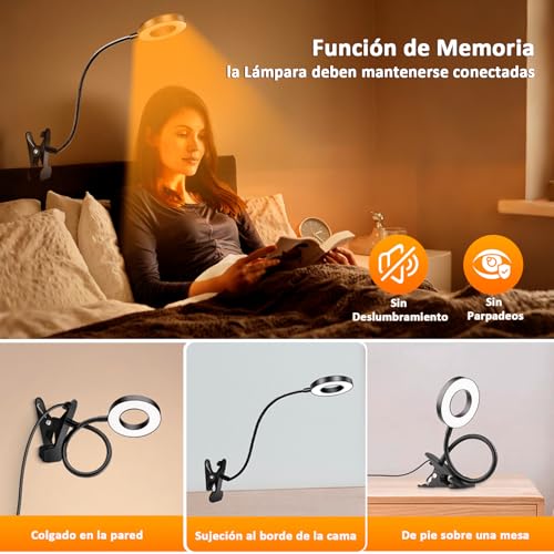 Thumbnail 3 de Akynite lámpara de escritorio con clip USB de 7 W, 48 LED regulables y 3 colores