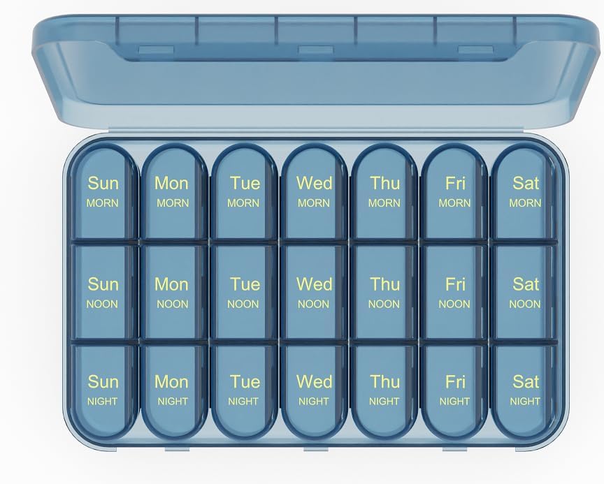 Detalle de Daviky 7-Day Pill Organizer, 3 Daily Compartments, Detachable Cases