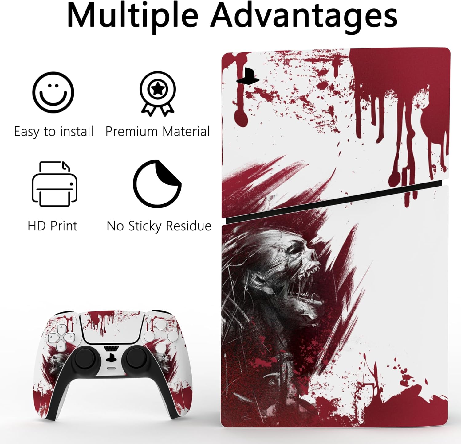 Thumbnail 2 de PlayVital Full Set Skin Sticker for PS5 Slim Digital Edition – Blood Zombie