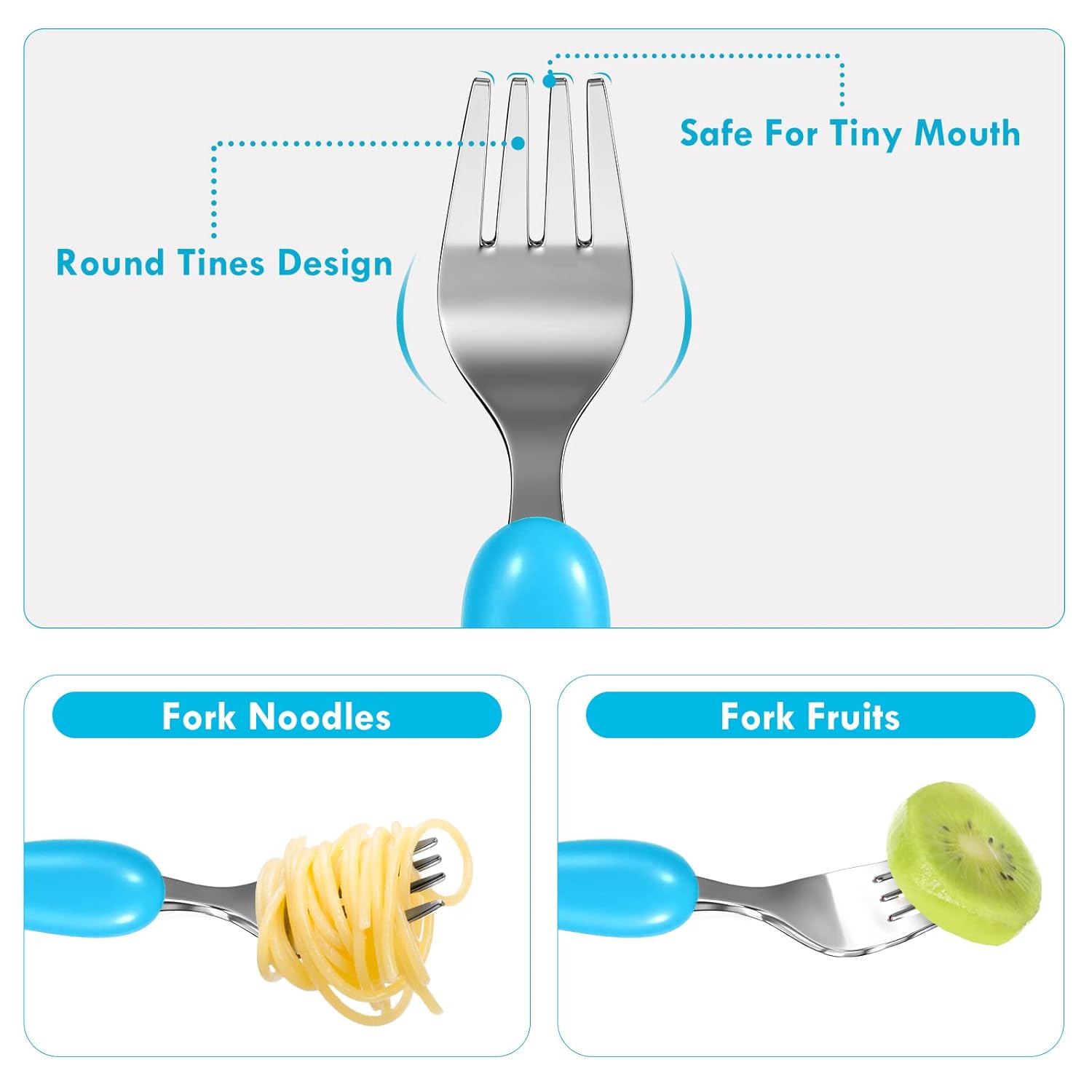Thumbnail 3 de Lehoo Castle Kinderbesteck 6-teilig (ab 1 Jahr) aus Edelstahl & Kunststoff – Gabeln und Löffel mit Tierwelt-Motiv