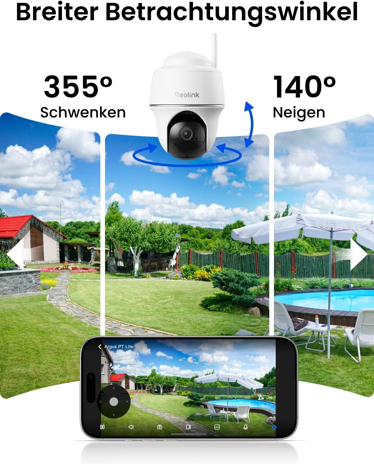 Thumbnail 1 de Reolink 2K WLAN-Überwachungskamera-Set außen mit Solar & Akku, 360°-Schwenk, KI-Erkennung (Home Hub Mini + 2× Argus PT Lite)