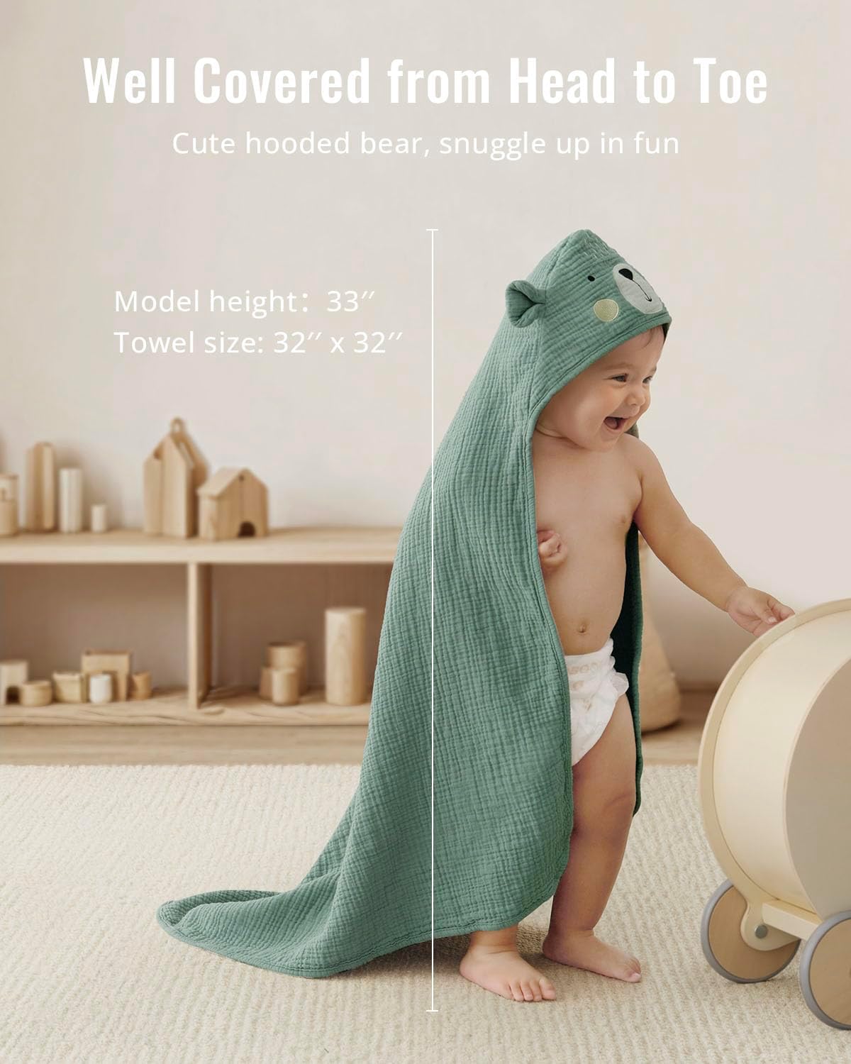 Thumbnail 4 de Blissful Diary Muslin Baby Hooded Towel 32