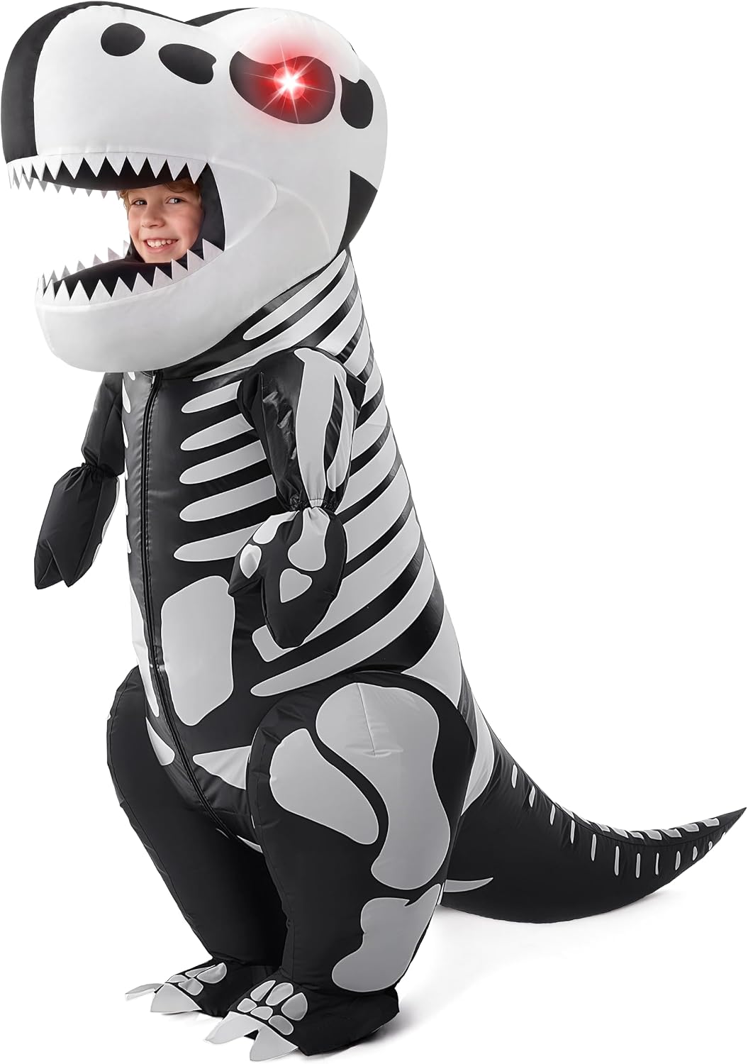 Detalle de Spooktacular Creations Kids Skeleton Dinosaur Inflatable Costume with LED Eyes
