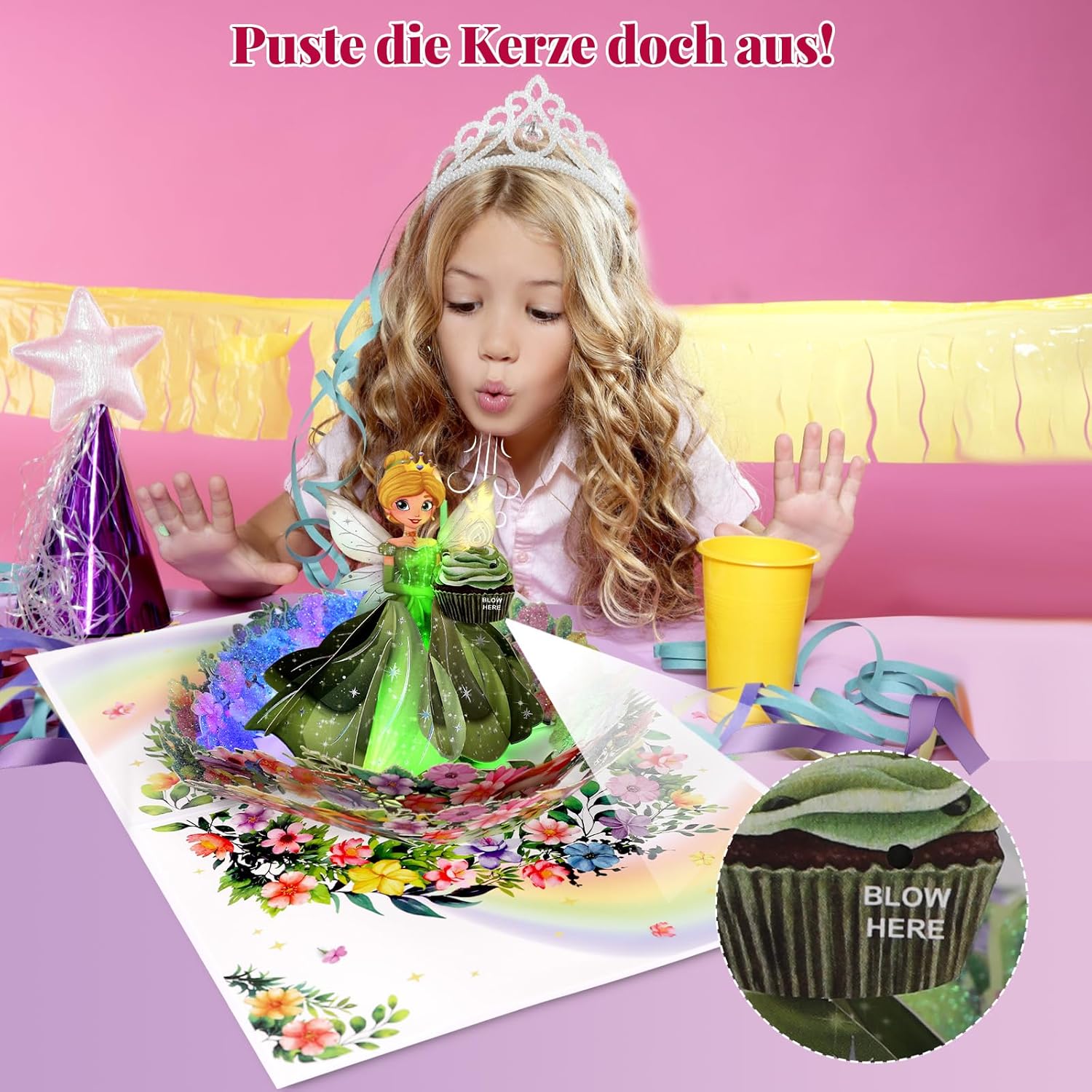 Thumbnail 2 de Geburtstagskarte für Mädchen mit Musik und Pop-up-Design „Happy Birthday“ (mit Lichtern)