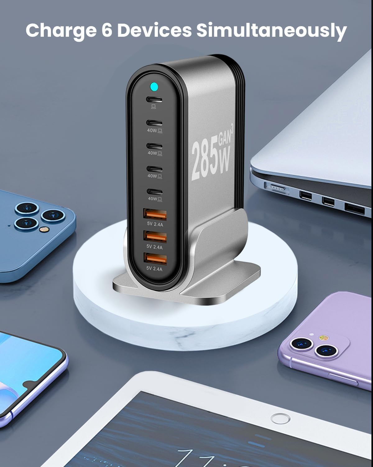 Thumbnail 2 de Cargador rápido USB C: 285W 8-port desktop charging station