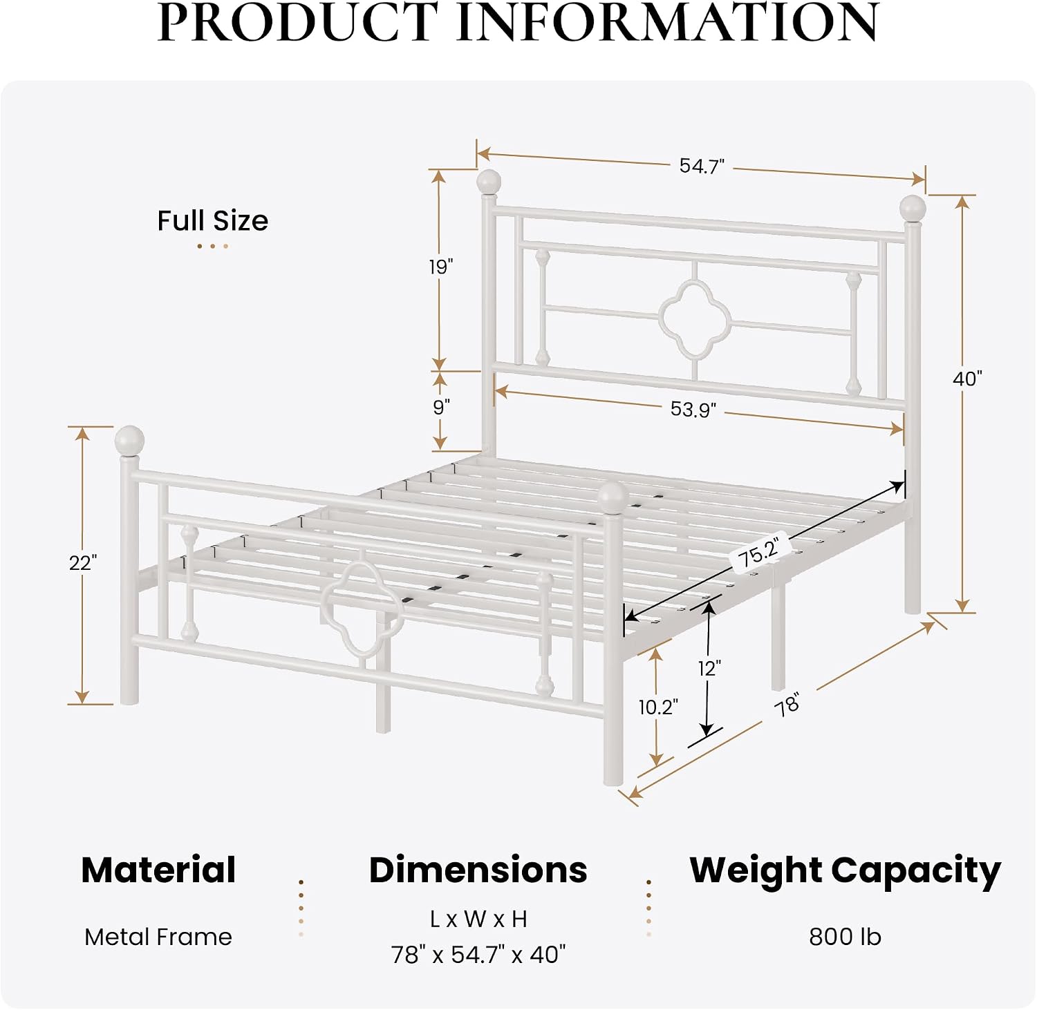Detalle de SHA CERLIN Metal Platform Bed Frame, 14-Inch