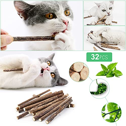 Detalle de OSDUE Palitos de Hierba Gatera para Gatos — 32 Palitos 100% Orgánicos