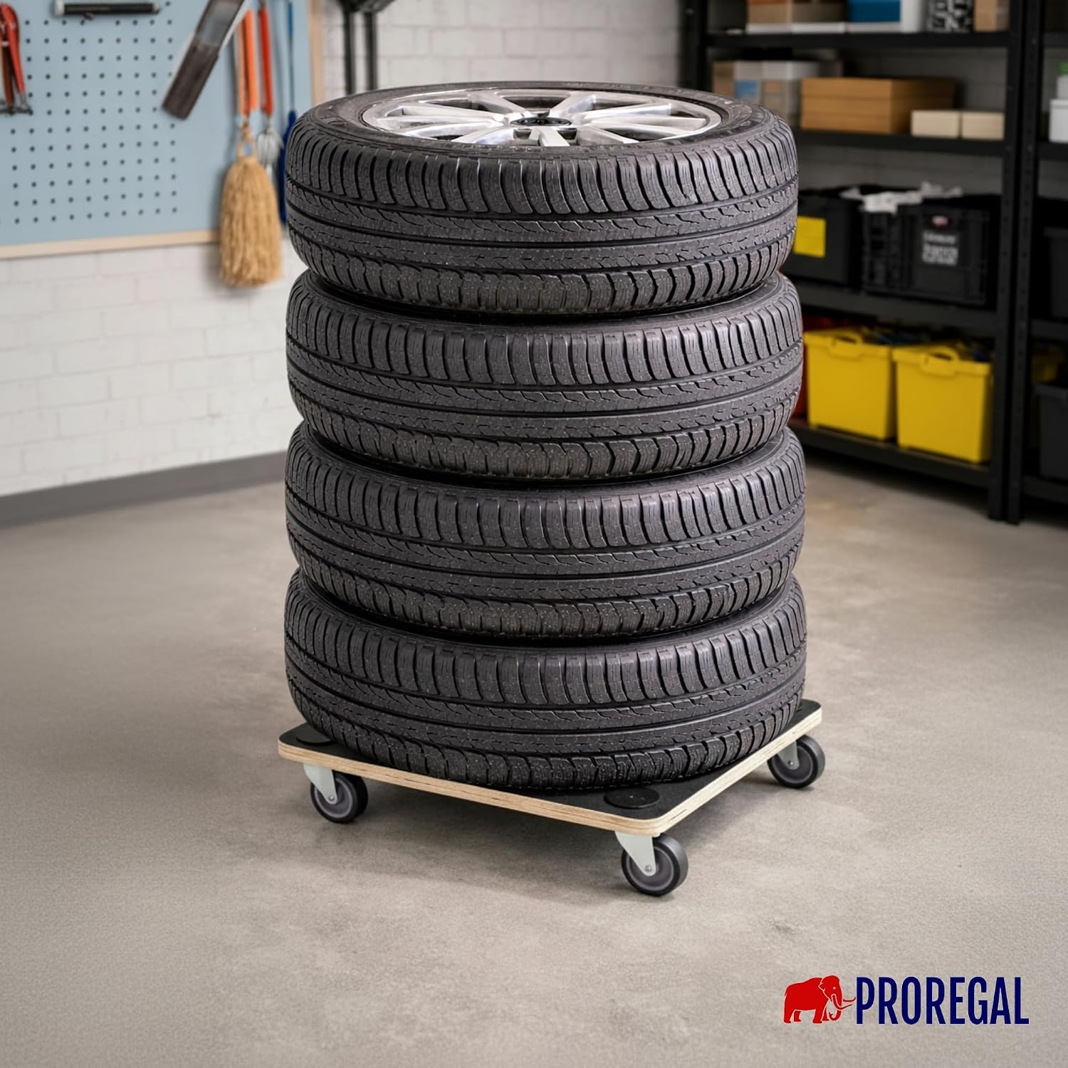 Detalle 2 de PROREGAL 2er Set Profi Transportroller HERCULES (50 x 50 cm) bis 150 kg – Schwerlast-Rollbrett mit Griff