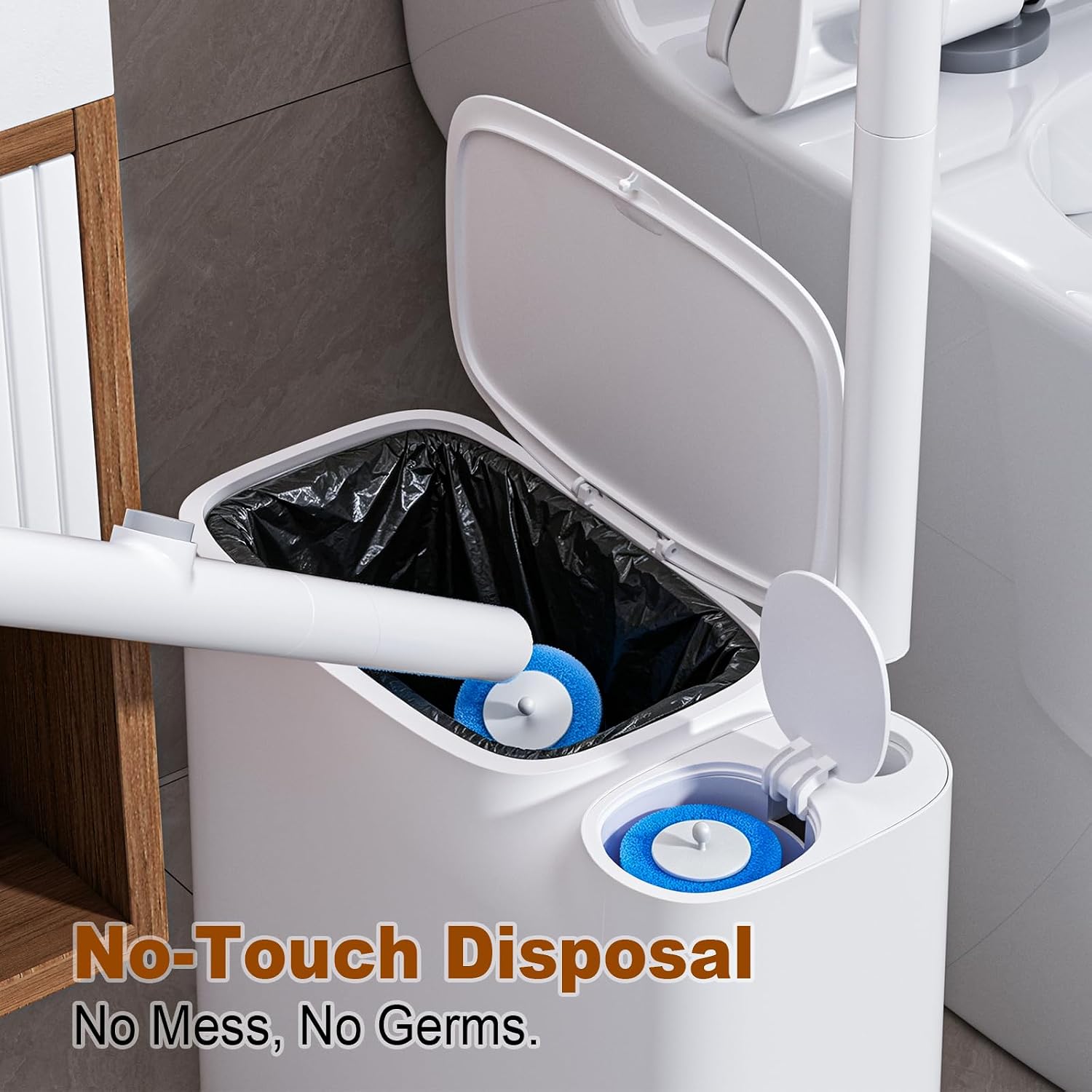 Detalle 1 de Bathroom Trash Can and Disposable Toilet Brush Set, 3-Gallon