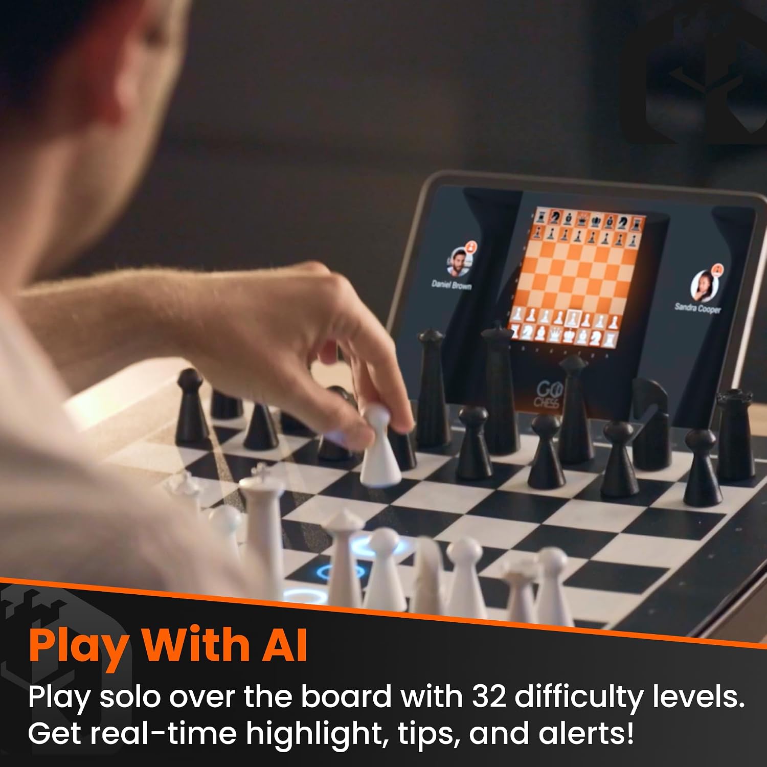 Detalle de GoChess Mini – Elektronisches Schachbrett mit KI, beleuchtetes Set, online spielbar
