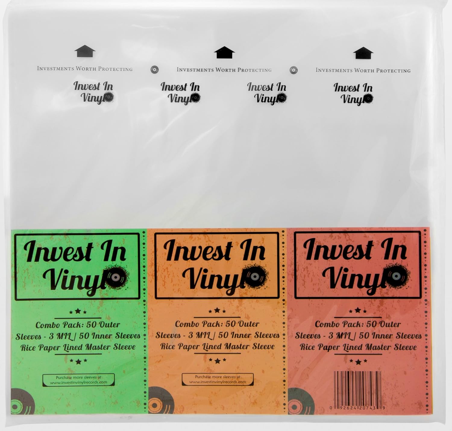 Invest In Vinyl 100 LP Sleeves Combo Pack (50 Outer & 50 Inner) for 12" Vinyl Records