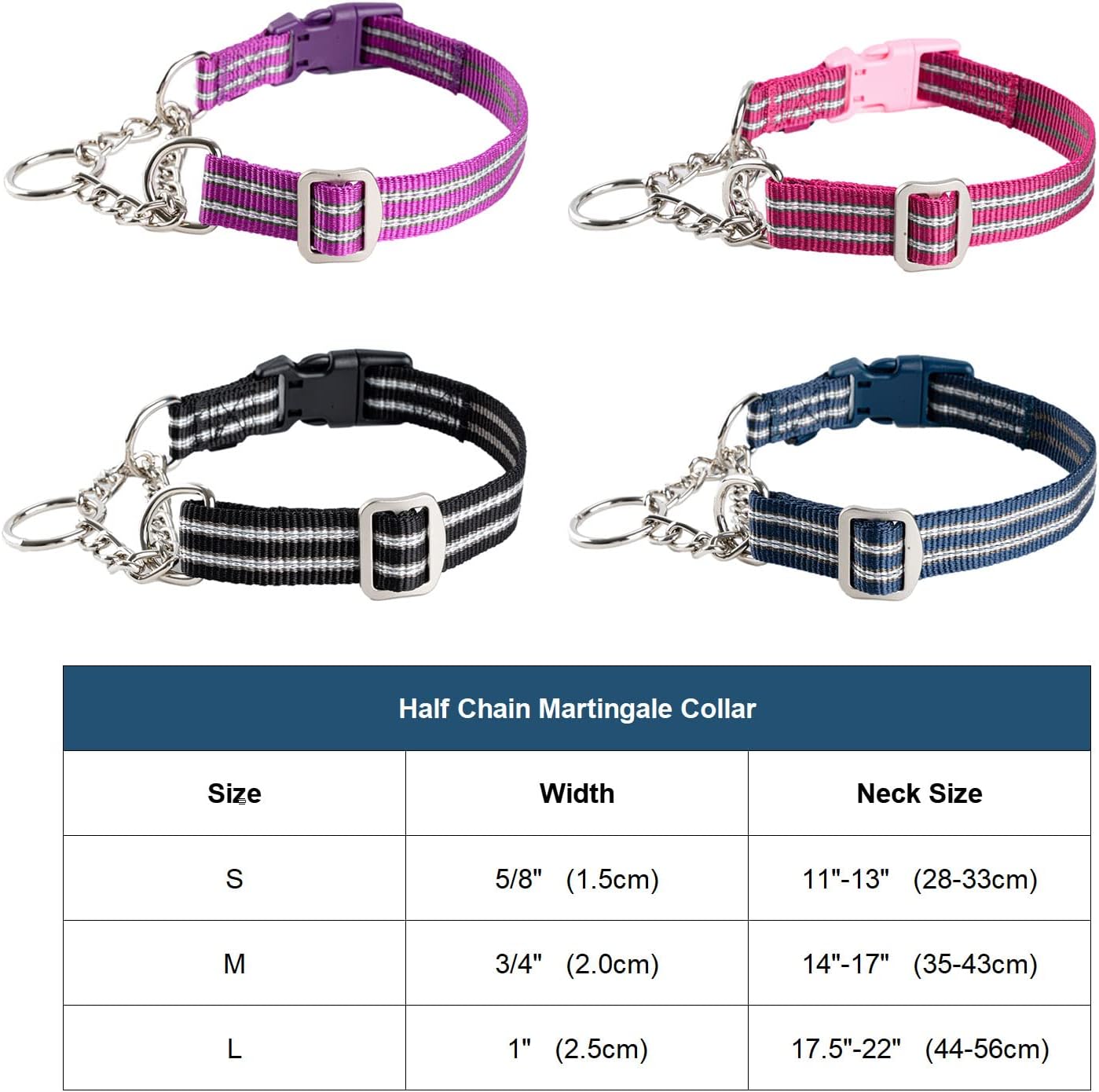 Thumbnail 5 de Petiry Half Choke Dog Collar with Quick Release Buckle (Large, Purple) for 44–56cm Necks