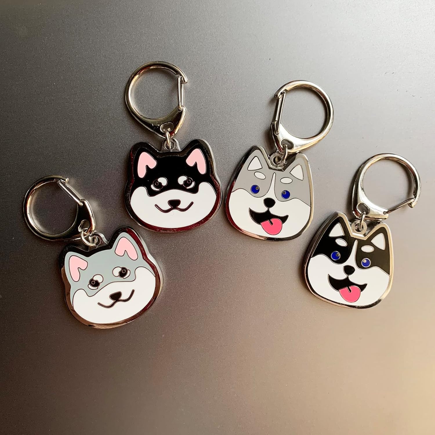 Detalle de Dog ID Tags: Cute Puppy Pendant Key-Ring / Black Husky