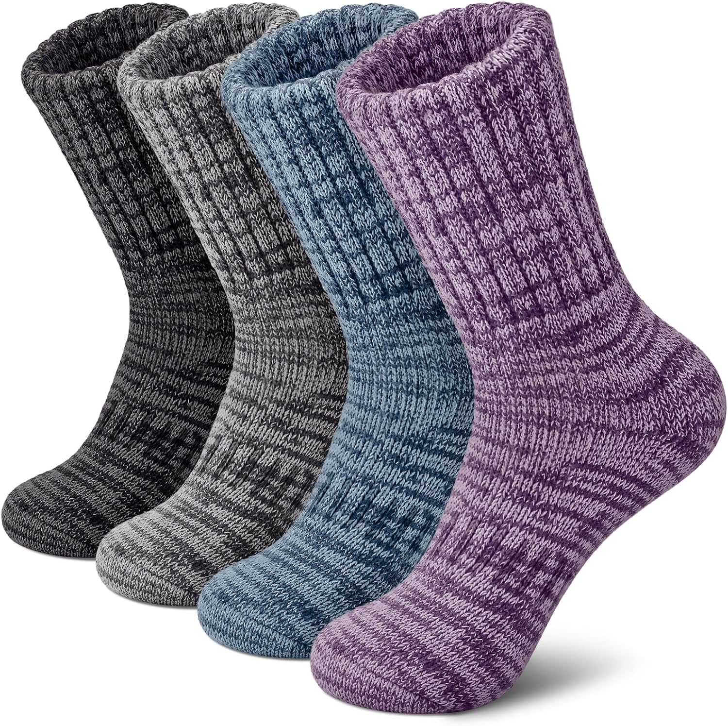 Detalle de Senker Fashion Wool Socks for Women, 4-Pair Thermal Boot Socks with Arch Support