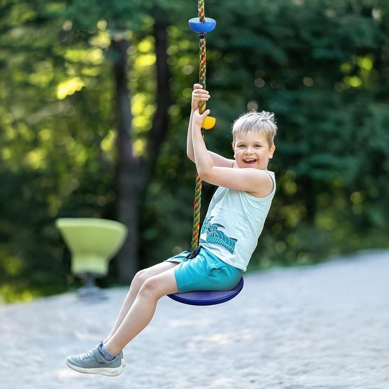 Thumbnail 4 de Ausbond Kletterseil-Schaukel – Outdoor-Kinderschaukel mit verstellbarer Seillänge und Sitzplatte (bis 200 kg, Blau)
