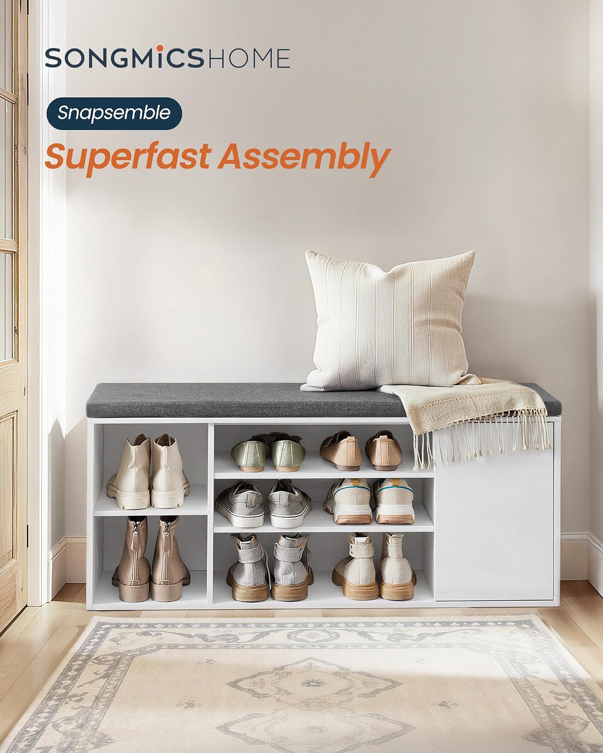Detalle de SONGMICS Shoe Storage Bench, 41-Inch