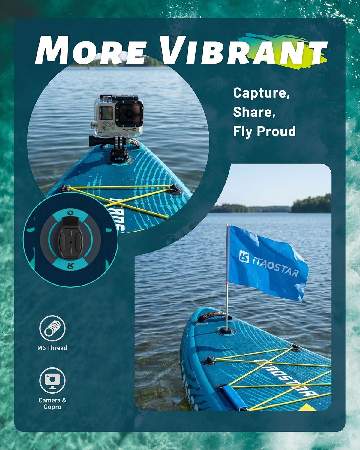 Detalle de iTAOSTAR Lead 12' × 35" / 11' × 33" Inflatable SUP Board — All‑Skill, All‑Ages, 5 Fins Included