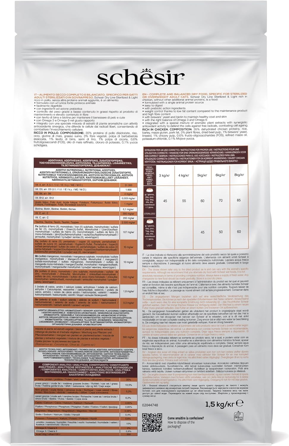 Detalle de Schesir Stérilisé et en Surpoids 1,5 kg – Poulet, Light