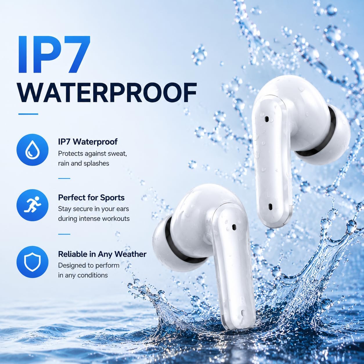 Detalle de IKT Bluetooth Kopfhörer In-Ear mit ENC, IPX7, USB-C – 50 Std. Gesamtwiedergabe, 13 mm Treiber, 5.4 Bluetooth
