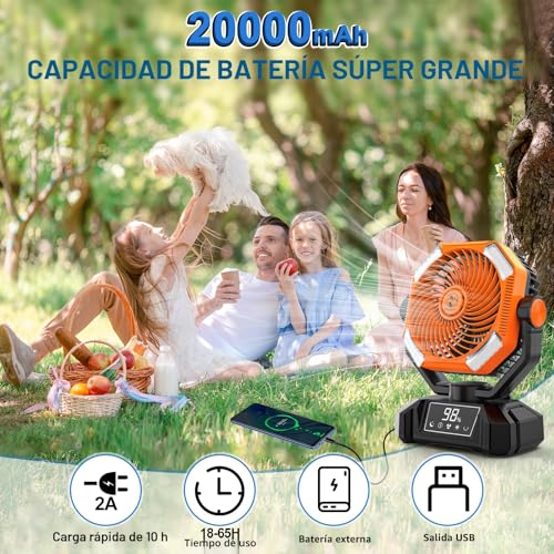 Thumbnail 1 de Camping Ventilador con Luz LED Multper – 20000 mAh, recargable, control remoto y 5 velocidades para tienda de campaña