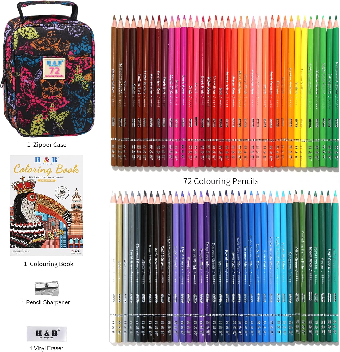 Thumbnail 1 de H & B set de 72 crayons de couleur – professionnels pour adultes, dessins et coloriage
