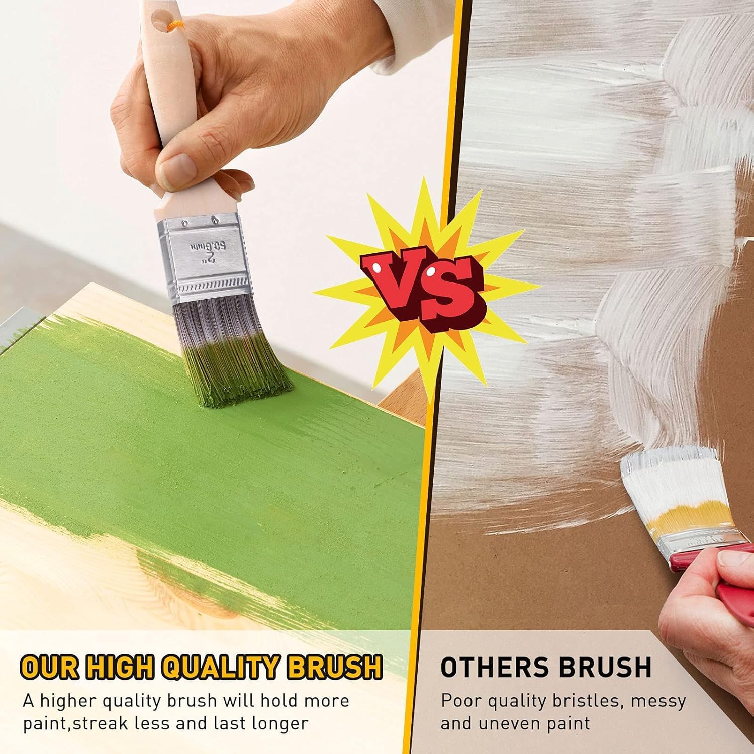Thumbnail 5 de Emitever 5-Piece Paint Brush Set with Wood Handles for Wall Cutting In, Trim & Sash