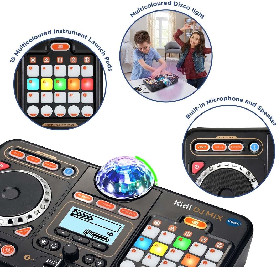 Thumbnail 1 de VTech Kidi DJ Mix (Black) kid’s DJ mixer toy with 15 tracks, lights, effects and microphone