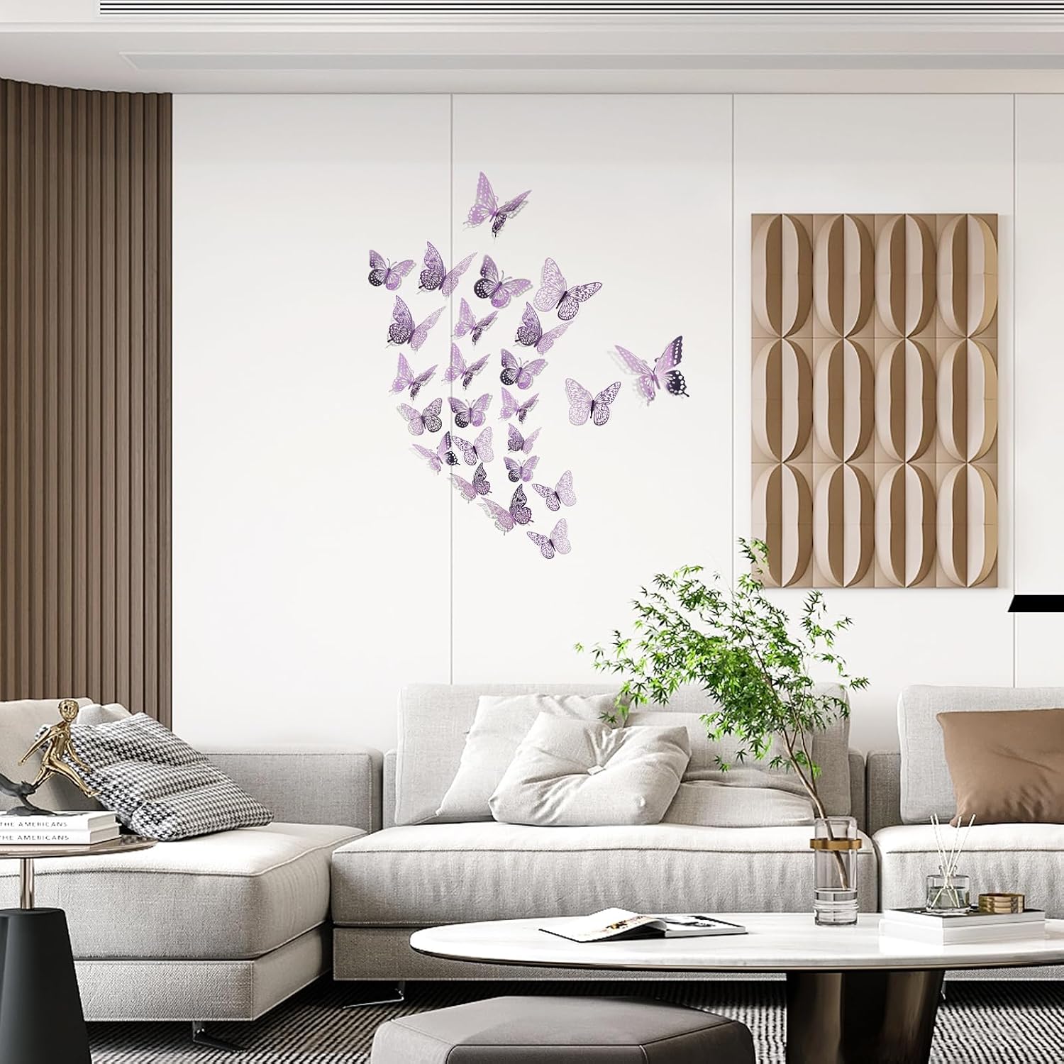 Detalle de SAOROPEB 3D Butterfly Wall Decor, 48 Lavender Paper Butterflies